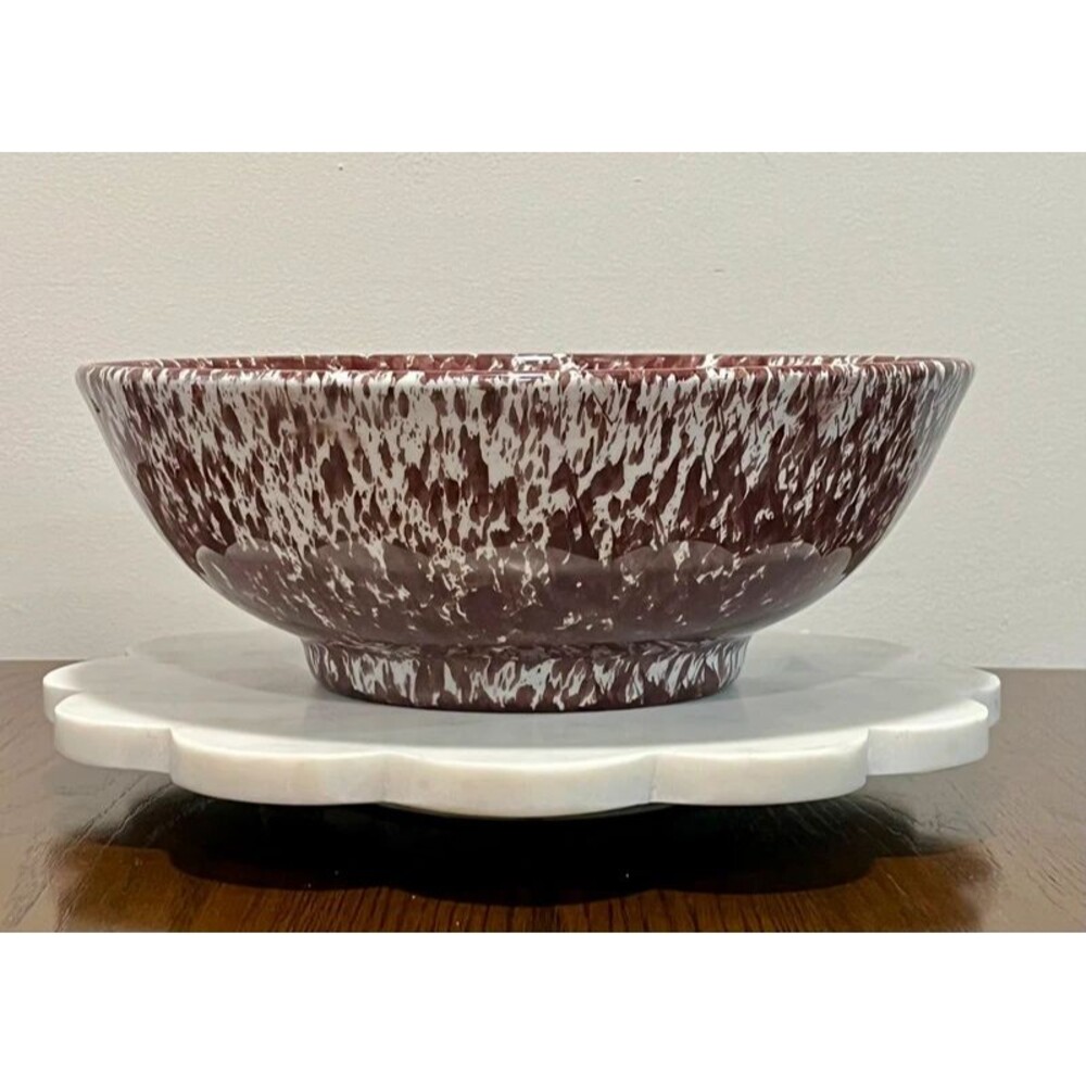 VTG Bordeaux & White Spatter Ceramic Bowl
